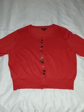 Apt. 9 Red Jeweled Cropped Cardigan Sweater